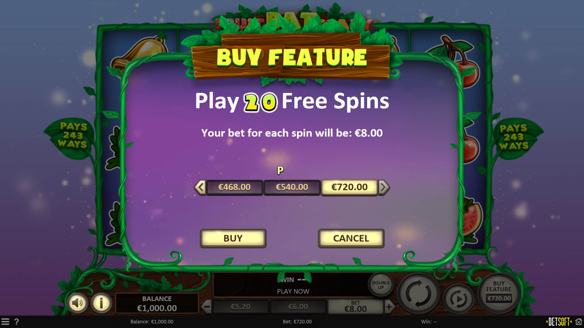 BetSoft Fruitbat Crazy Screenshot