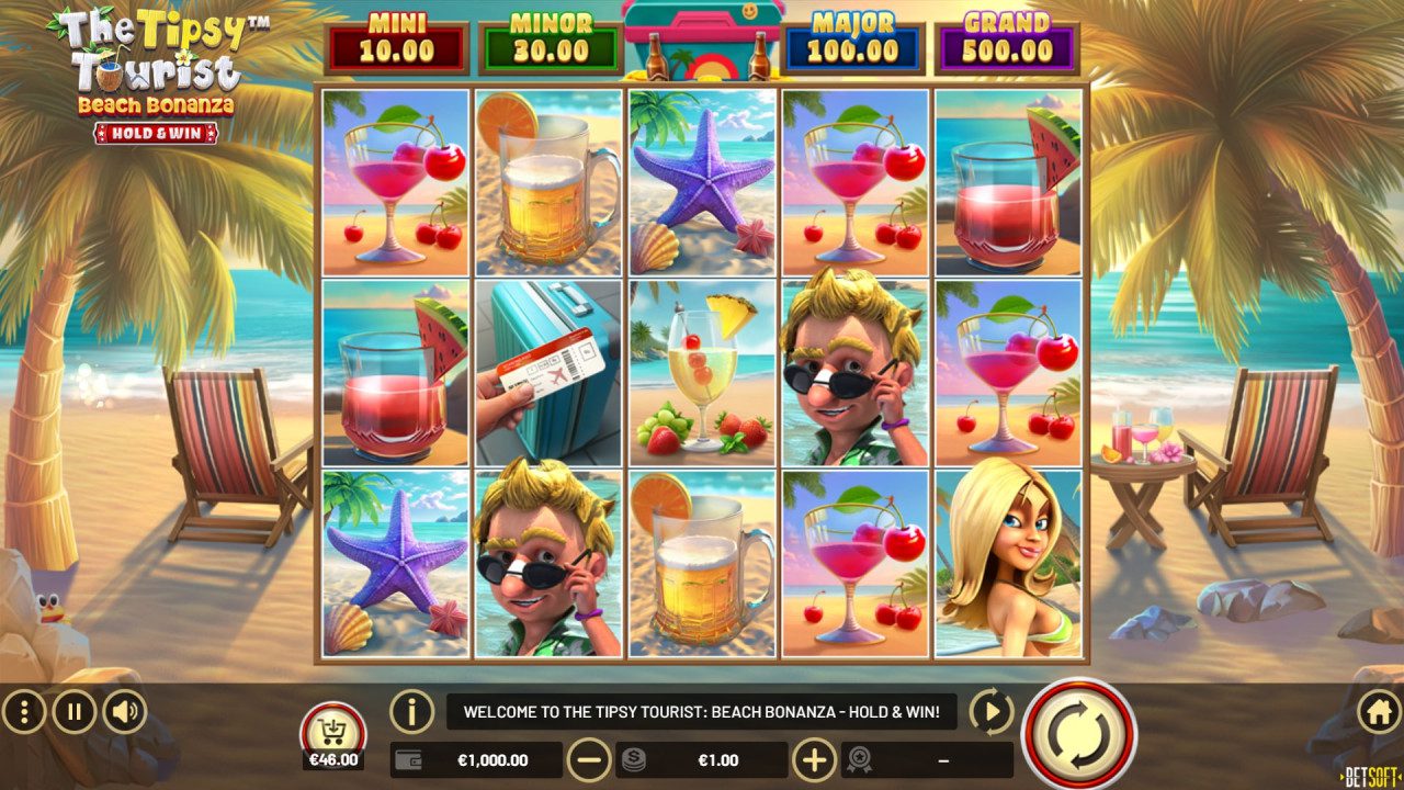 BetSoft The Tipsy Tourist Beach Bonanza Screenshot